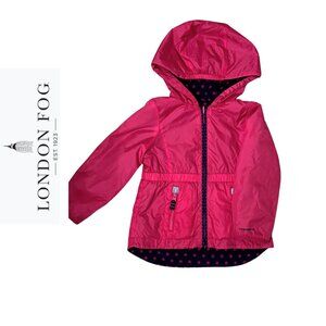 London Fog Girl's Hooded Jacket Size 3T Water Repellent Fleece Lined Reversible